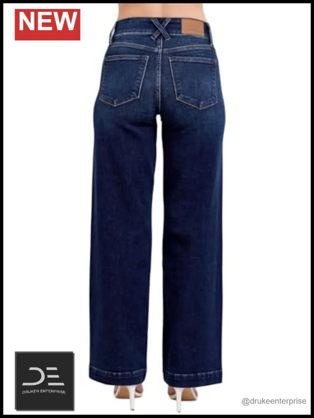 High Waist Wide Leg Jeans 93% Cotton Stretchable Denim